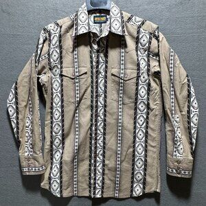 VTG Panhandle Slim Western Shirt Medium Pearl Snap Aztec Southwest Rodeo Cowboy